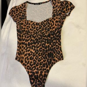 Boohoo Leopard Print One Piece